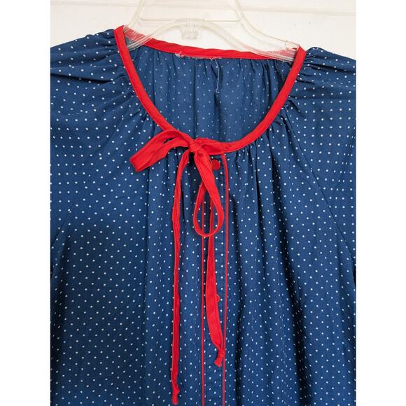 Vintage House Dress Blue Polka Dot with Windmill Embroidery Cottage Size Large - Picture 4 of 8